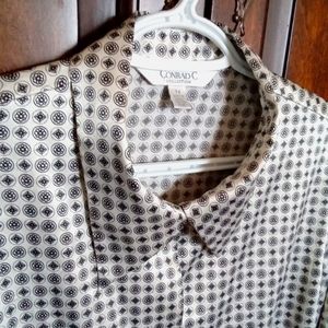 Conrad C Women's Satin Geometric Long Sleeve Shirt French Cuff